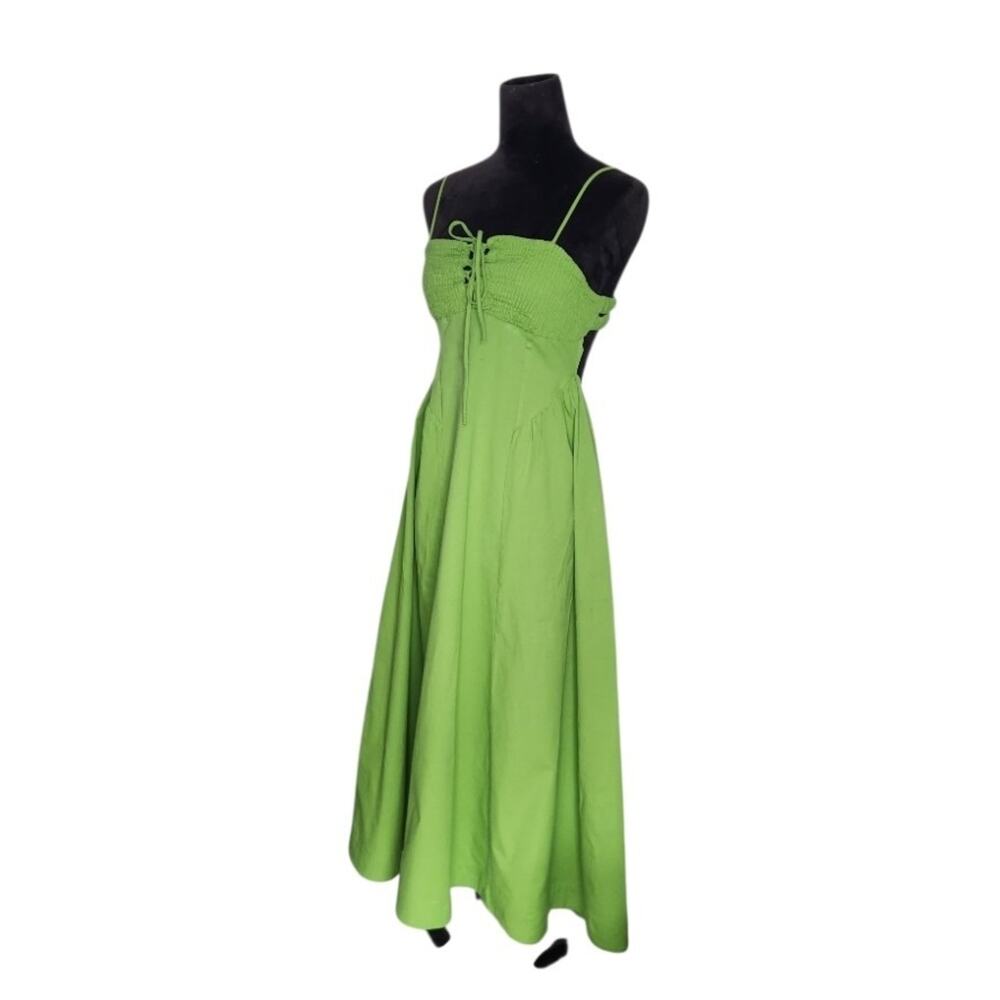 Free People Fifi Midi Dress Smocked Cotton Green Sleeveless Womens Size Medium - Picture 3 of 9